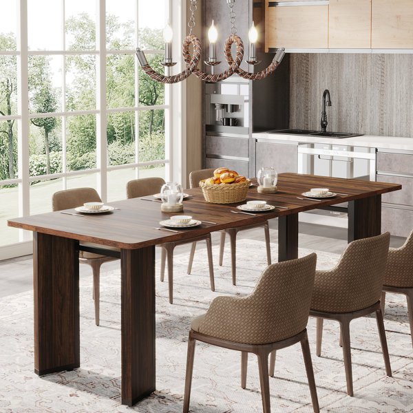 Millwood Pines Chrystalyn 78.8 Inch Rectangular Dining Table for 6-8 People, Extra Long Dining ...